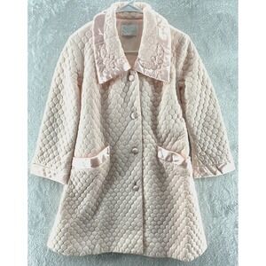 Vintage Gossard Artemis Jacket Housecoat Sz 10 Pink Quilted Button Down Bed Robe